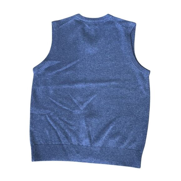 LL Bean Blue Sweater Vest V Neck Laine Mens Large - Picture 2 of 6